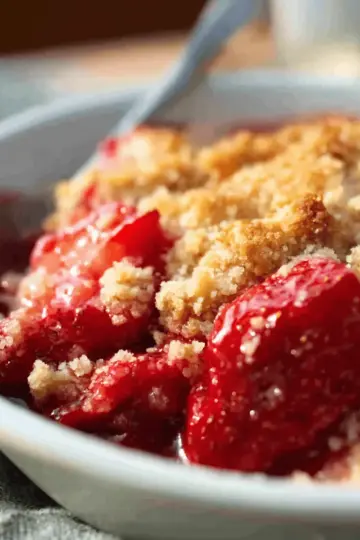 Roasted Strawberry Crumble with Cointreau