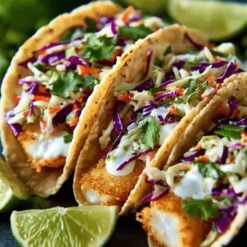 Crispy Fish Tacos with Cilantro Lime Slaw