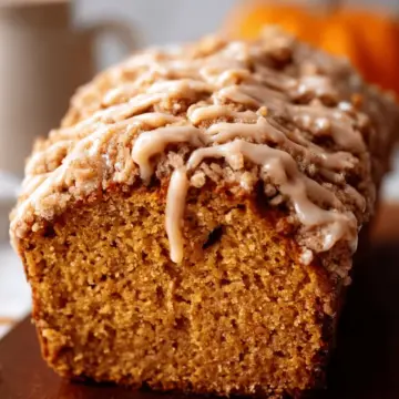 Streusel-Topped Pumpkin Bread with Maple Glaze