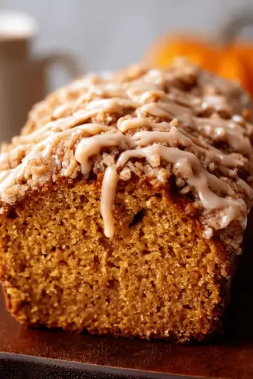 Streusel-Topped Pumpkin Bread with Maple Glaze