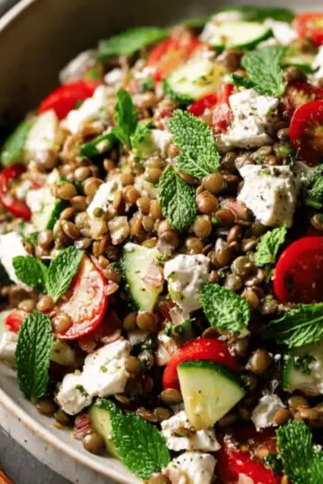 Mediterranean Lentil Salad with Feta and Mint