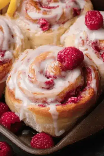 Raspberry Sweet Rolls with Lemon Glaze