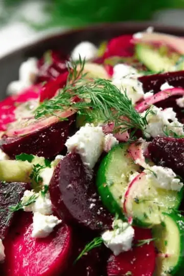 Beet Salad with Feta, Cucumbers, and Dill