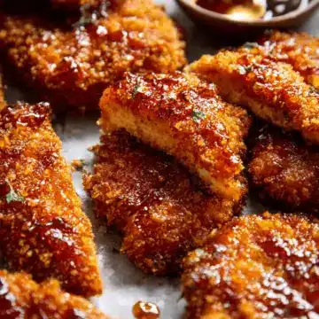 Baked Crunchy Hot Honey Chicken.