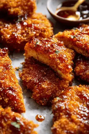 Baked Crunchy Hot Honey Chicken.