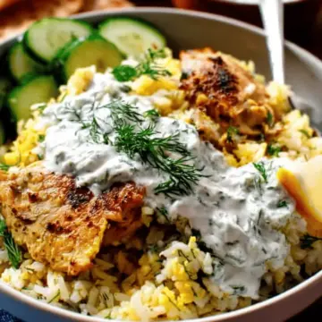 Dump-and-Bake Chicken Tzatziki with Rice