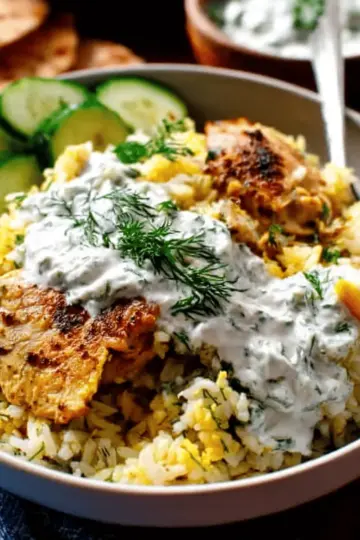 Dump-and-Bake Chicken Tzatziki with Rice
