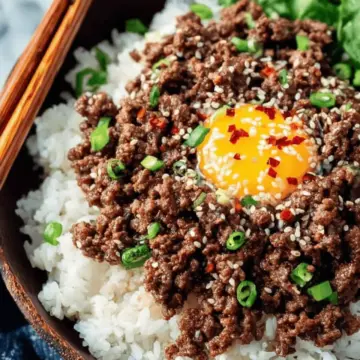Korean Ground Beef and Rice Bowls