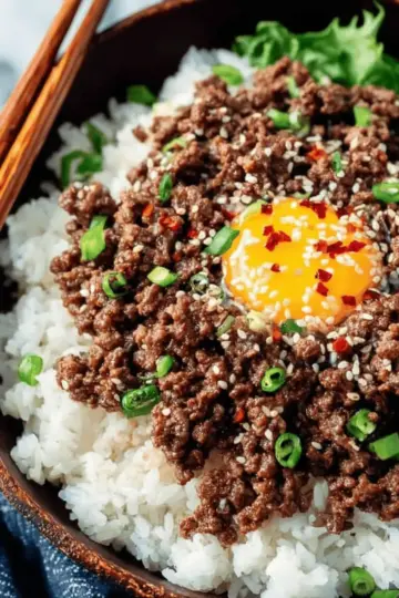 Korean Ground Beef and Rice Bowls