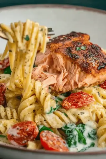 Healthy & Creamy Tuscan Salmon Pasta