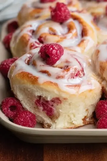 Raspberry Sweet Rolls with Lemon Glaze