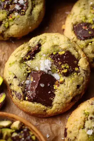 Salted Pistachio Chocolate Chunk Cookies