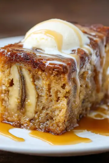 Sticky Banana Bread Pudding Cake