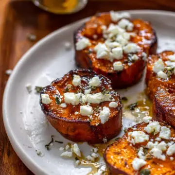 Roasted Sweet Potato Rounds with Honey & Feta