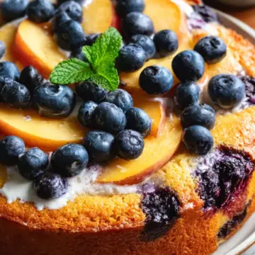 Peach and Blueberry Greek Yogurt Cake