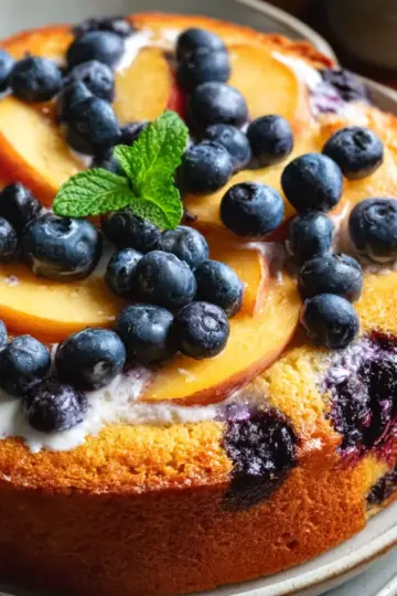 Peach and Blueberry Greek Yogurt Cake