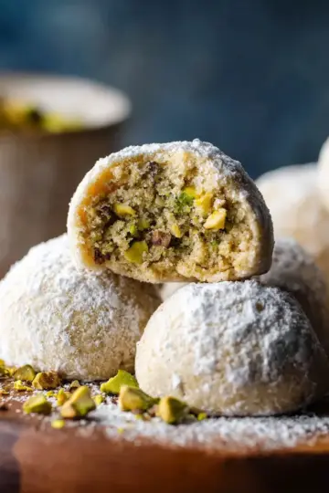 Pistachio Snowball Cookies