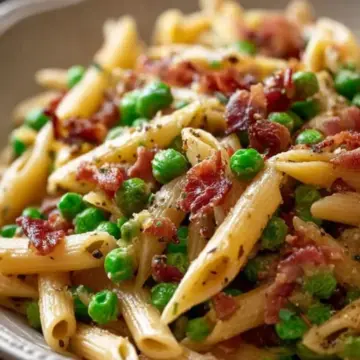 Penne Pasta, Peas and Bacon – Easy & The Best!