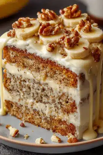 Heavenly Banana Walnut Cream Cake