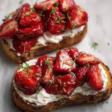 Roasted Strawberry Whipped Ricotta Toast