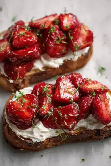 Roasted Strawberry Whipped Ricotta Toast