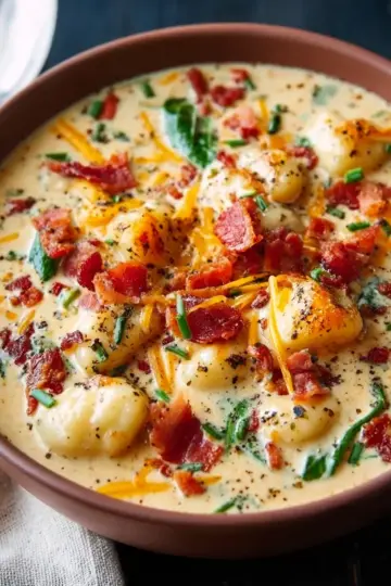 Bacon Cheddar Gnocchi Soup