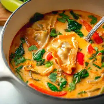 Thai Red Curry Potsticker Soup