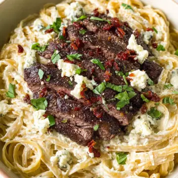 Copycat Olive Garden Steak Gorgonzola Alfredo