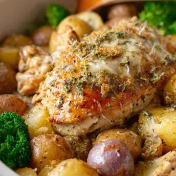 Slow Cooker Garlic Parmesan Chicken and Potatoes