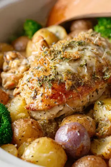 Slow Cooker Garlic Parmesan Chicken and Potatoes