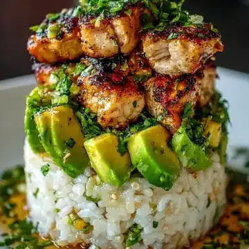 Honey Lime Chicken & Avocado Rice Stack