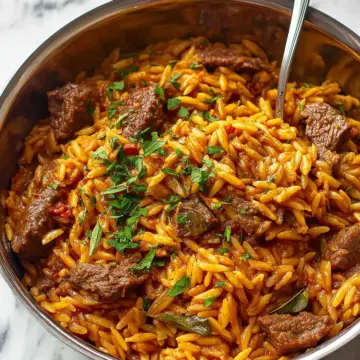 Greek Beef Orzo Pasta (Giouvetsi)
