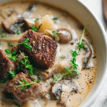 Creamy Steak and Mushroom Soup