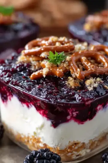 Blackberry Pretzel Dessert