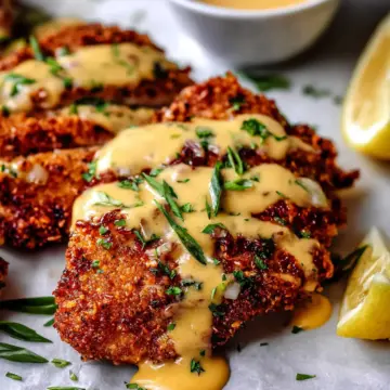 Pretzel Crusted Chicken with Cheddar-Mustard Sauce
