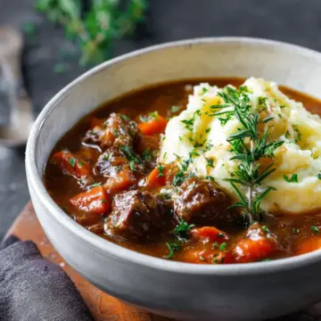 Loaded Beef Stew with Mashed Potatoes