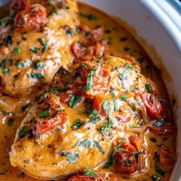 Slow Cooker Tomato Basil Chicken Breasts