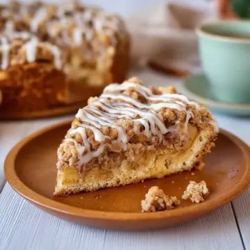Apple Crumb Cake: Crunchy Cinnamon Sugar Crumble & Vanilla Glaze