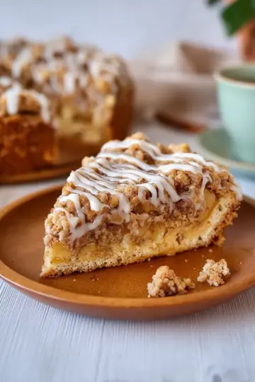 Apple Crumb Cake: Crunchy Cinnamon Sugar Crumble & Vanilla Glaze