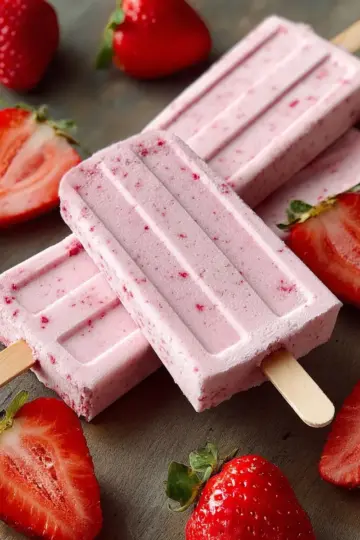 Creamy Strawberry Paletas