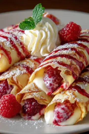 Raspberry Vanilla Cream Crepes
