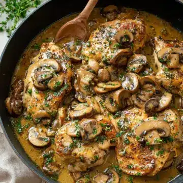 Skillet Chicken and Mushroom Wine Sauce