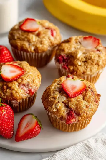 Healthy Strawberry Banana Muffins