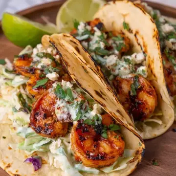 Cilantro Lime Shrimp Tacos with Creamy Slaw