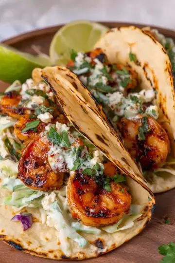 Cilantro Lime Shrimp Tacos with Creamy Slaw