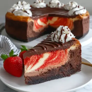 Chocolate Strawberry Swirl Cheesecake