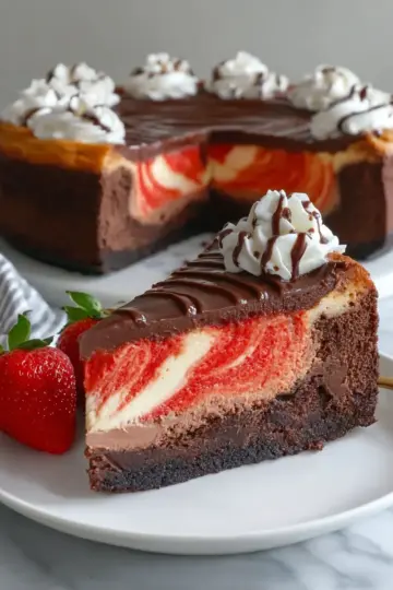 Chocolate Strawberry Swirl Cheesecake