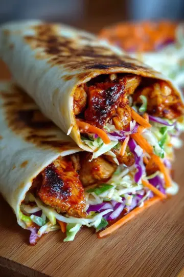 15-Minute Smoky Honey BBQ Chicken Wraps with Crispy Coleslaw