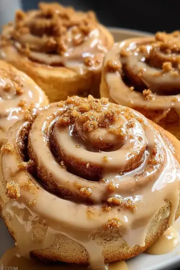 Cookie Butter Swirl Cinnamon Rolls with Biscoff Glaze