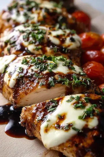 Balsamic Baked Chicken Breast with Mozzarella Cheese